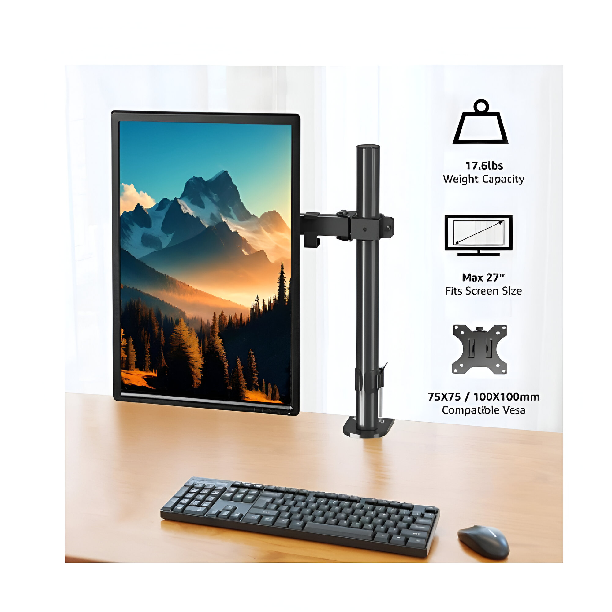 LED Monitor Mount Stand For 1 LED With Table Clamp 15 Inch Height view 3